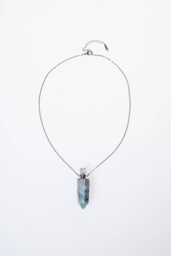 Sertifikalı Florit Doğal Taş Esans Şişesi Kolye - 6