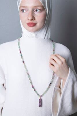 Sertifikalı Florit Elmas Kesim Fasetli Doğal Taş Tesbih Kolye 99luk - 8mm (SK:288) - 2