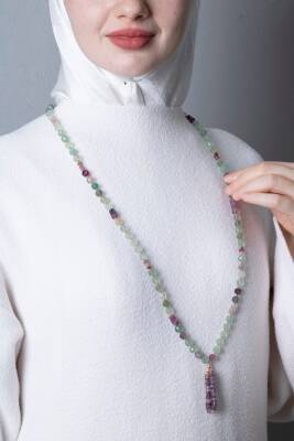 Sertifikalı Florit Elmas Kesim Fasetli Doğal Taş Tesbih Kolye 99luk - 8mm (SK:288) - 5