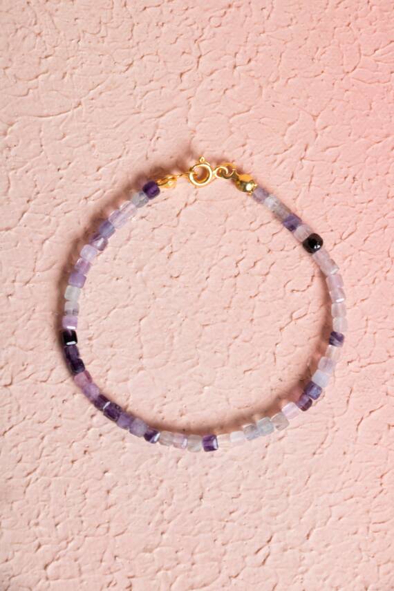 Sertifikalı Florit Gümüş Kapama Doğal Taş Bileklik (SK:061) - 1