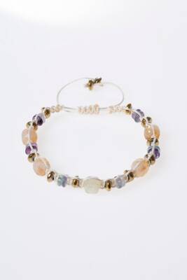 Sertifikalı Florit, Sitrin, Hematit Doğal Taş Makrome Bileklik (SK:285) - 6