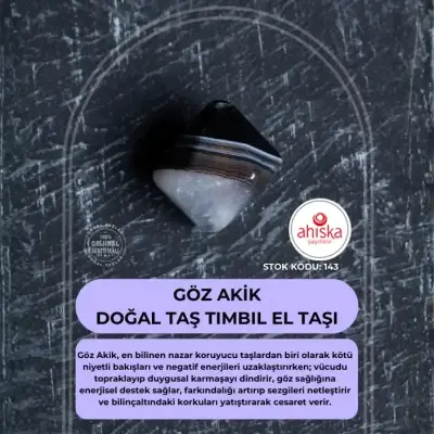 Sertifikalı Göz Akik Doğal Taş Tımbıl El Taşı (SK143) - 1