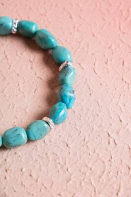 Sertifikalı Gümüş Aparatlı Fieruze(Turkuaz) Doğal Taş Bileklik (SK:029) - 3