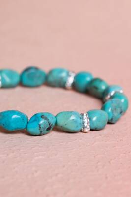 Sertifikalı Gümüş Aparatlı Fieruze(Turkuaz) Doğal Taş Bileklik (SK:029) - 4