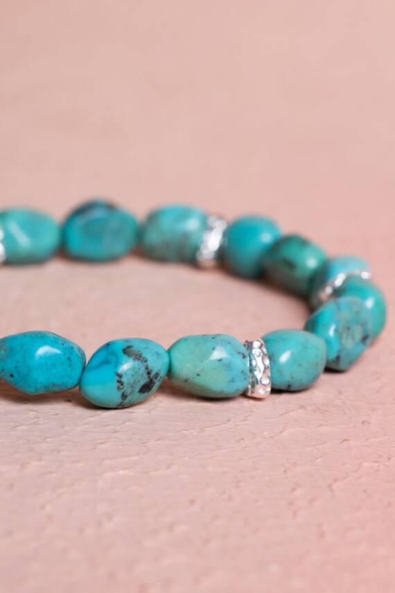 Sertifikalı Gümüş Aparatlı Fieruze(Turkuaz) Doğal Taş Bileklik (SK:029) - 4