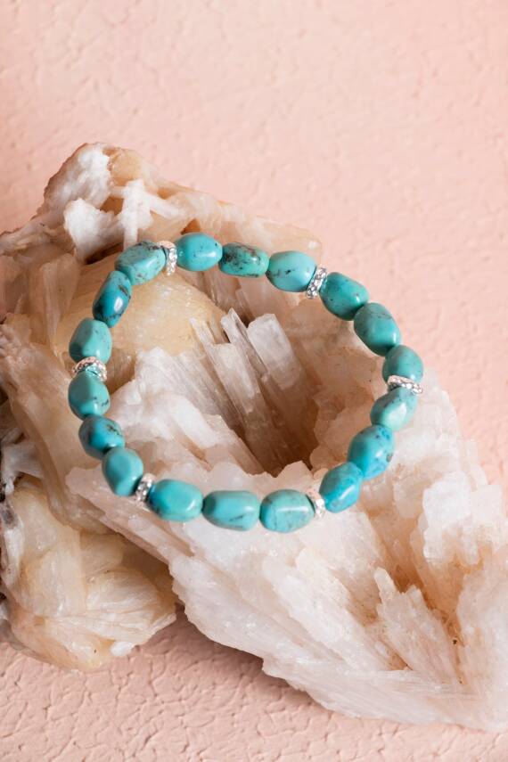 Sertifikalı Gümüş Aparatlı Fieruze(Turkuaz) Doğal Taş Bileklik (SK:029) - 5