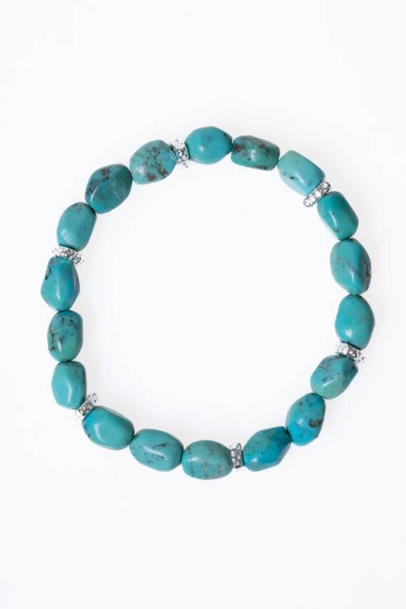 Sertifikalı Gümüş Aparatlı Fieruze(Turkuaz) Doğal Taş Bileklik (SK:029) - 6