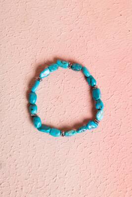 Sertifikalı Gümüş Aparatlı Firuze(Turkuaz) Doğal Taş Bileklik (SK:033) - Osmanlı Doğal Taş