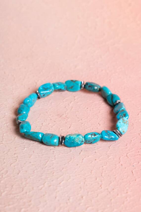 Sertifikalı Gümüş Aparatlı Firuze(Turkuaz) Doğal Taş Bileklik (SK:033) - 4