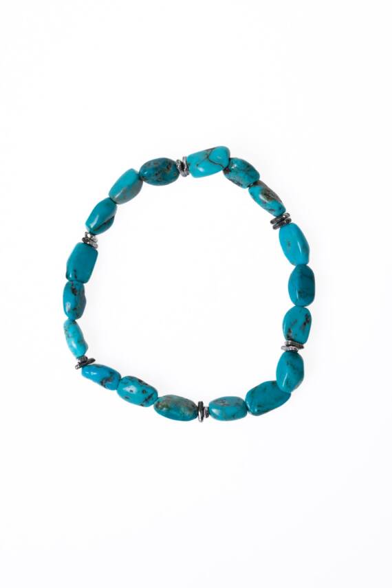 Sertifikalı Gümüş Aparatlı Firuze(Turkuaz) Doğal Taş Bileklik (SK:033) - 6