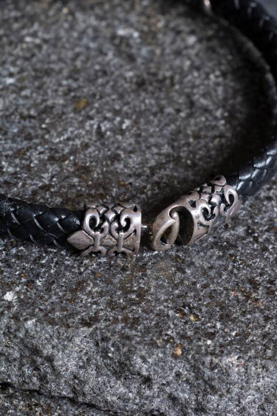 Sertifikalı Gümüş Aslan Detaylı Deri Bileklik (SK:194) - 4