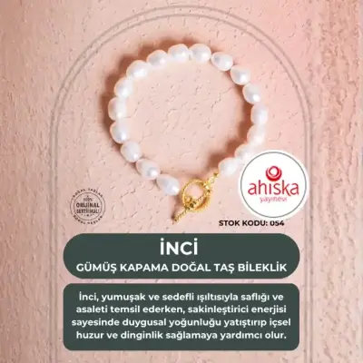 Sertifikalı Gümüş Kapama İnci Doğal Taş Bileklik (SK054) - Doğal Taş (1)