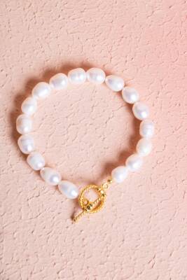 Sertifikalı Gümüş Kapama İnci Doğal Taş Bileklik (SK:054) - Osmanlı Doğal Taş