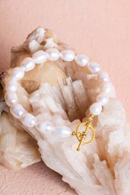 Sertifikalı Gümüş Kapama İnci Doğal Taş Bileklik (SK:054) - 5