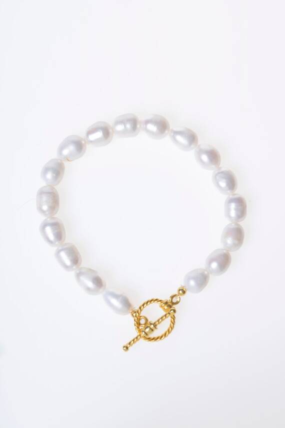 Sertifikalı Gümüş Kapama İnci Doğal Taş Bileklik (SK:054) - 6