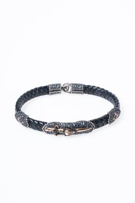 Sertifikalı Gümüş Kılıç Detaylı Deri Bileklik (SK:193) - 6