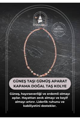 Sertifikalı Güneş Taşı Gümüş Aparat Kapama Doğal Taş Kolye - Osmanlı Doğaltaş