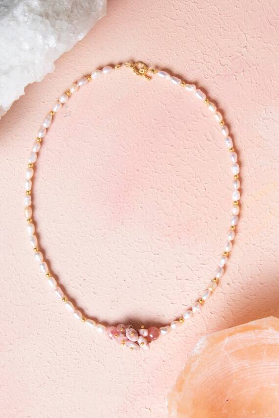 Sertifikalı Güneş Taşı, İnci Doğal Taş Kolye (SK:242) - 1