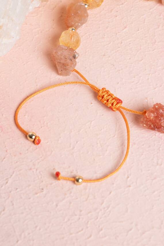 Sertifikalı Güneş Taşı, Sitrin Doğal Taş Makrome Bileklik (SK:071) - 5