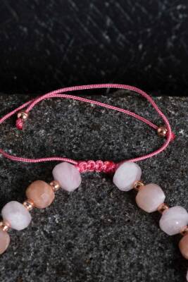 Sertifikalı Güneş Taşı ve Pembe Kuvars Bileklik - 4