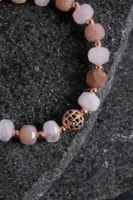 Sertifikalı Güneş Taşı ve Pembe Kuvars Bileklik - 5