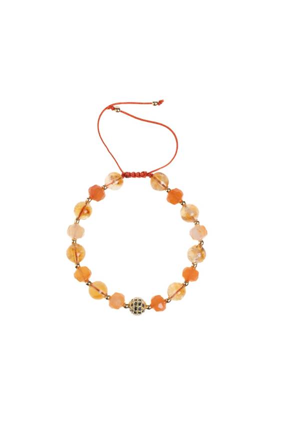 Sertifikalı Güneş Taşı ve Pembe Kuvars Bileklik - 1