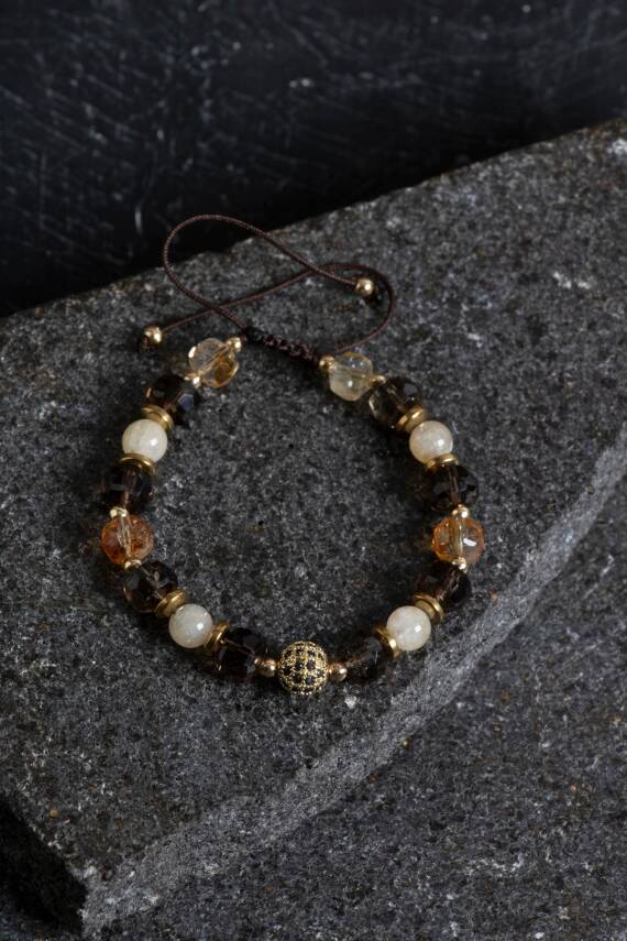 Sertifikalı Güneş Taşı ve Pembe Kuvars Bileklik - 2