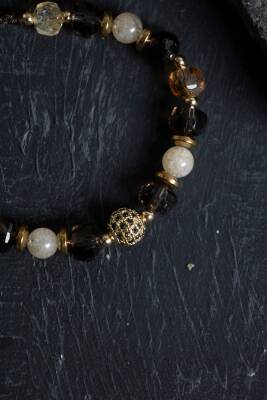 Sertifikalı Güneş Taşı ve Pembe Kuvars Bileklik - 5