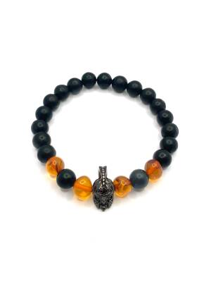 Sertifikalı Hakiki Kehribar - Şungit Doğal Taş Misinalı Bileklik - 4