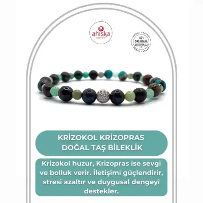 Sertifikalı Hakiki Krizokol Krizopras Doğal Taş Misinalı Bileklik - Doğal Taş (1)