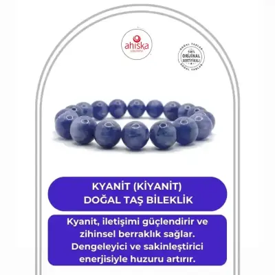 Sertifikalı Hakiki Kyanit (kiyanit) Doğal Taş Bileklik 1.Kalite - Doğal Taş (1)