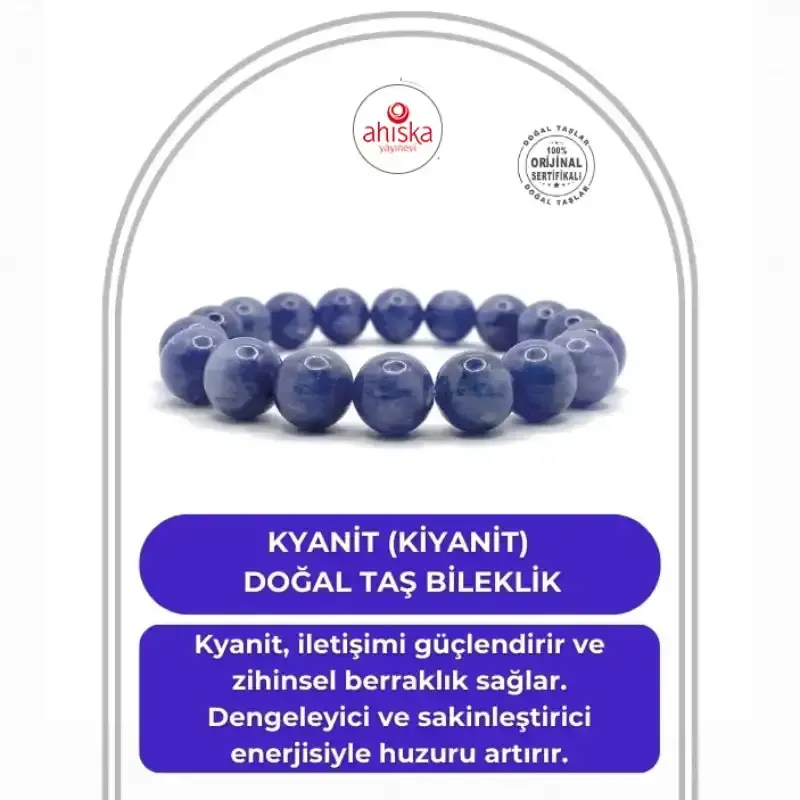 Sertifikalı Hakiki Kyanit (kiyanit) Doğal Taş Bileklik 1.Kalite - 2