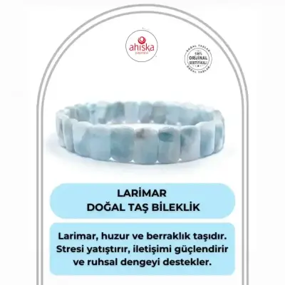 Sertifikalı Hakiki Larimar Doğal Taş Roleks Bileklik 1.Kalite - Doğal Taş (1)
