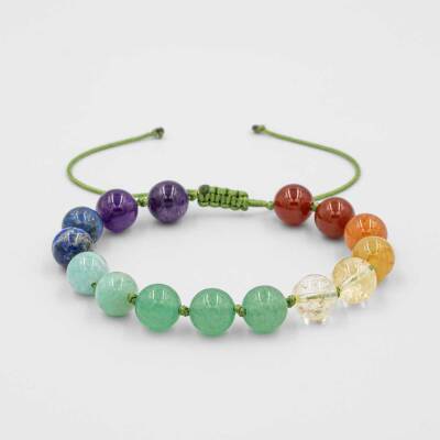 Sertifikalı Hakiki Orijinal 8mm Sitrin-Aventurin-Lapis Lazuli-Karnelyan Akik-Jasper Örme İpli Bileklik - 3