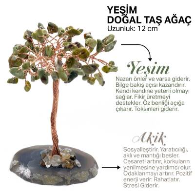 Sertifikalı Hakiki Orijinal Doğal Taş Yeşim Ağaç - Alt Kısmı Akik - Doğal Taş