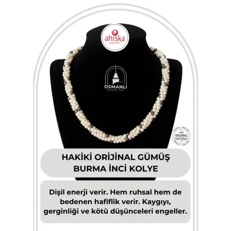 Sertifikalı Hakiki Orijinal Gümüş Burma İnci Kolye - 2