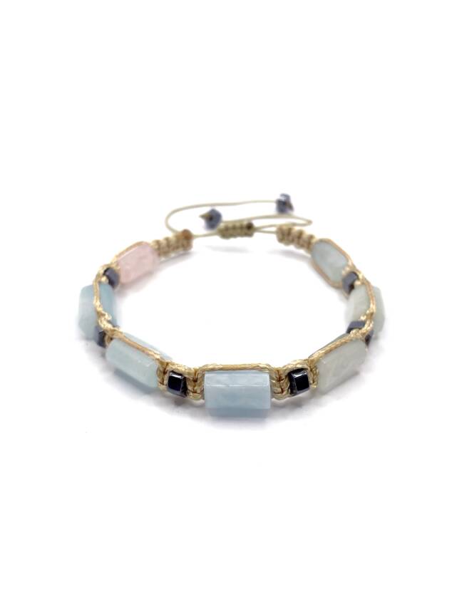 Sertifikalı Hakiki Orijinal Heliodor - Hematit Doğal Taş İpli Bileklik (Köşeli Makrome Model) - 2