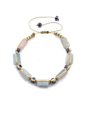 Sertifikalı Hakiki Orijinal Heliodor - Hematit Doğal Taş İpli Bileklik (Köşeli Makrome Model) - 3