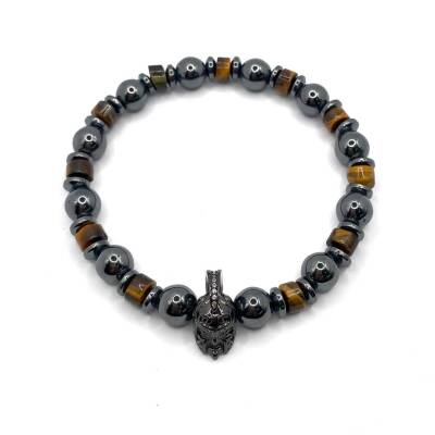 Sertifikalı Hakiki Orijinal Kaplan Gözü - Hematit 8mm Gladyatör Aparatlı Misinalı Doğal Taş Bileklik - 4