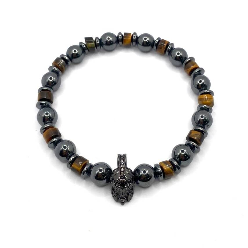 Sertifikalı Hakiki Orijinal Kaplan Gözü - Hematit 8mm Gladyatör Aparatlı Misinalı Doğal Taş Bileklik - 4