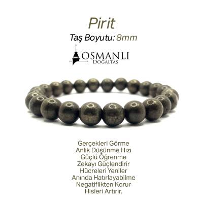 Sertifikalı Hakiki Orijinal Pirit 8mm Doğal Taş Misinalı Bileklik - Osmanlı Doğaltaş