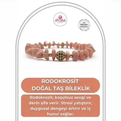 Sertifikalı Hakiki Orijinal Rodokrozit Rondel Kesim Doğal Taş Misinalı Bileklik - Doğal Taş (1)