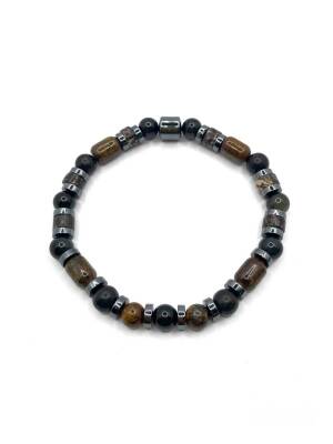 Sertifikalı Hakiki Orijinal (Şungit) Shungite - Bronzit - Obsidyen - Rodonit - Hematit 6mm Misinalı Doğal Taş Bileklik - 3