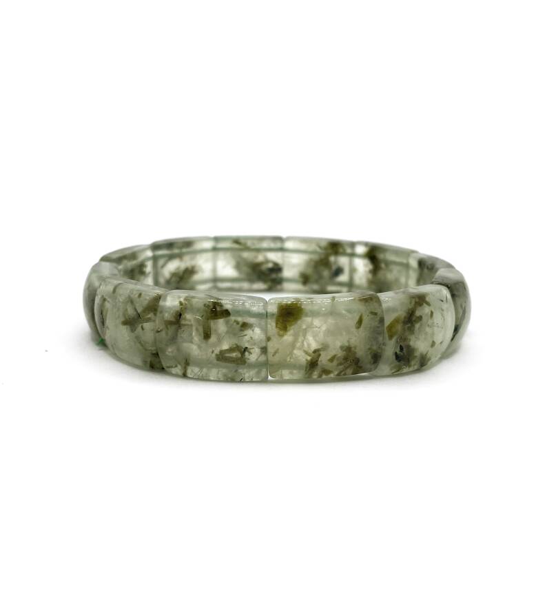 Sertifikalı Hakiki Prehnit Doğal Taş Geniş Kesim Roleks Bileklik - 4