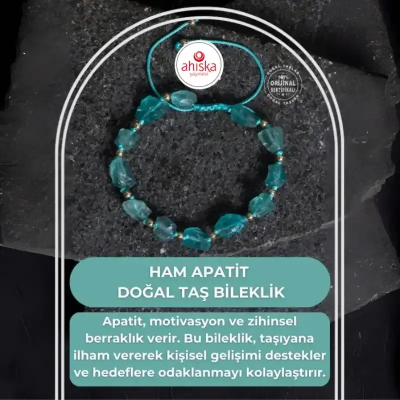 Sertifikalı Ham Apatit Doğal Taş Ayarlanabilir Bileklik - 2