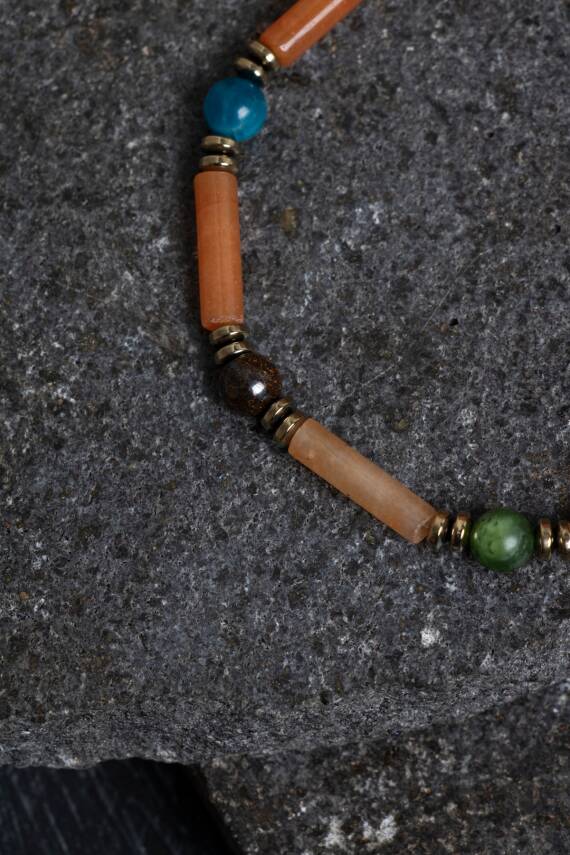 Sertifikalı Ham Apatit Doğal Taş Ayarlanabilir Bileklik - 3