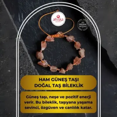 Sertifikalı Ham Güneş Taşı Ayarlanabilir Bileklik - Doğal Taş (1)