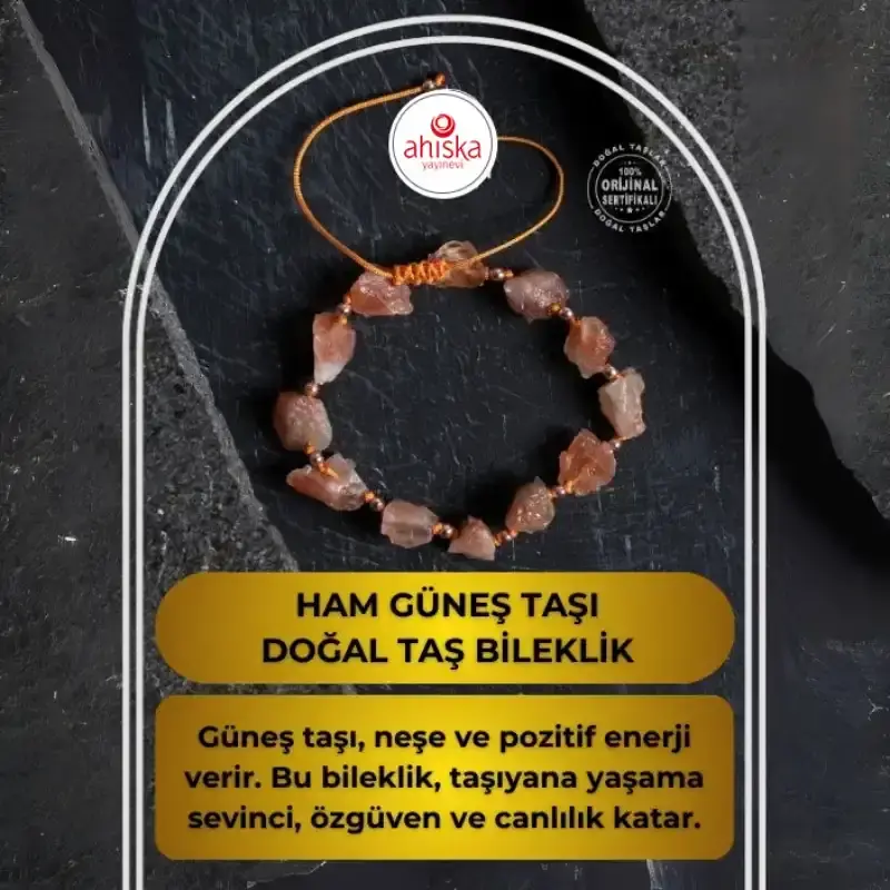 Sertifikalı Ham Güneş Taşı Ayarlanabilir Bileklik - 2