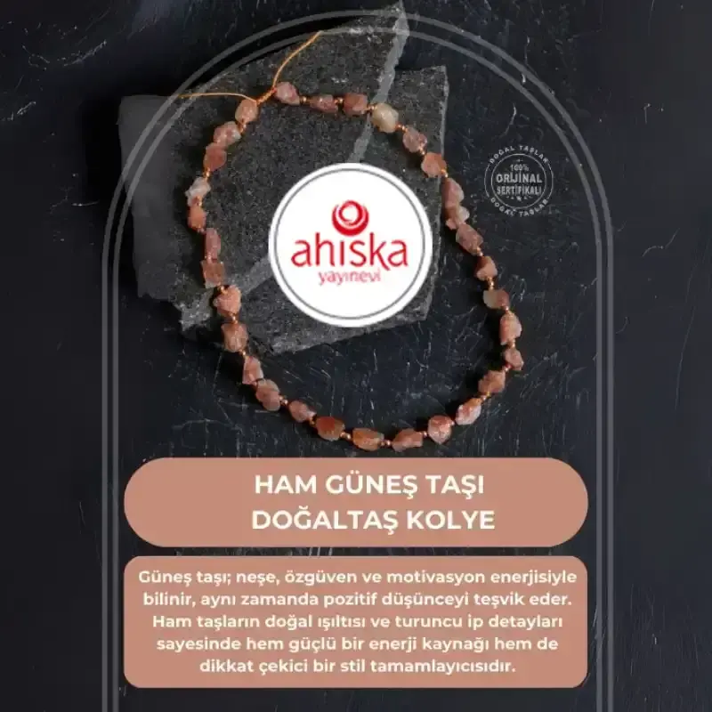 Sertifikalı Ham Güneş Taşı Doğaltaş Kolye - 2