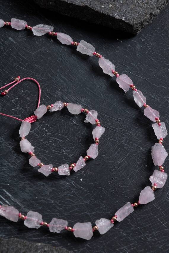 Sertifikalı Ham Pembe Kuvars Doğaltaş Takım - 2